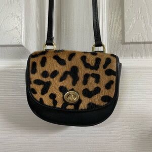 Coach Leather/Leopard Print Mini Crossbody Purse